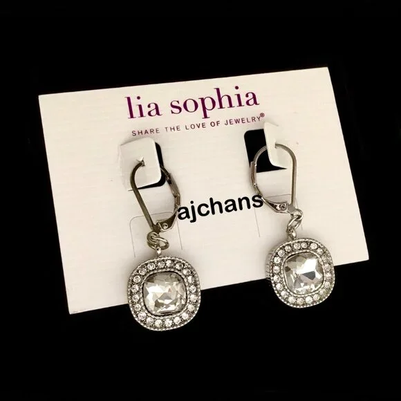 Lia Sophia "Bella Donna" Silver Tone Drop Earrings - Picture 2 of 4